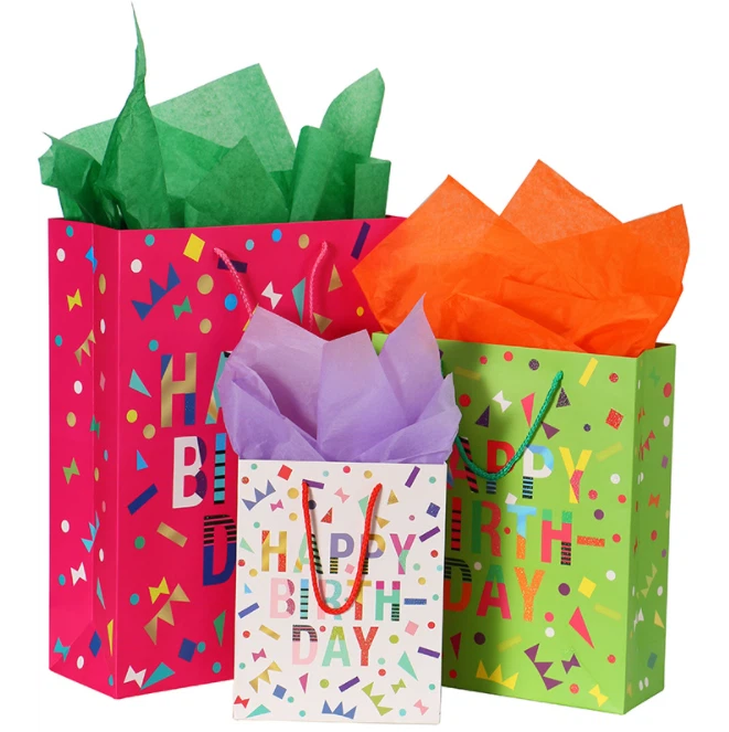 CONFETTI BIRTHDAY PAPER GIFT BAG TISSUE PAPER