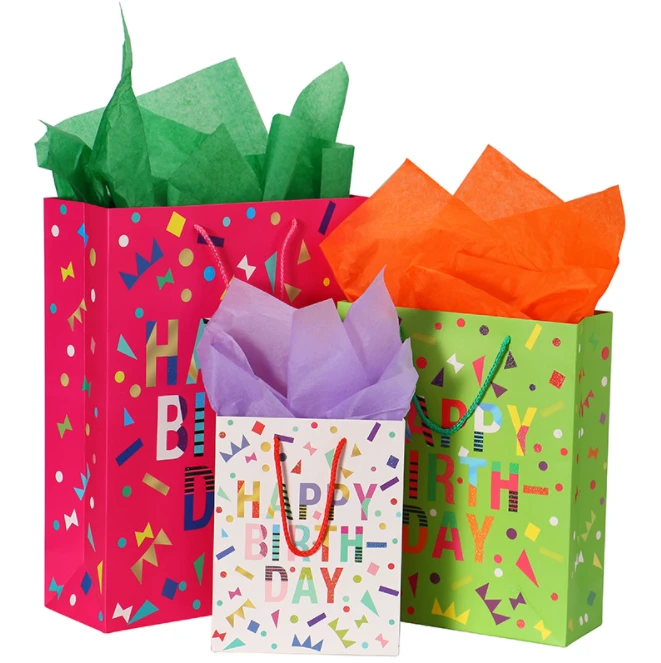 CONFETTI HAPPY BIRTHDAY DESIGN PAPER GIFT BAG