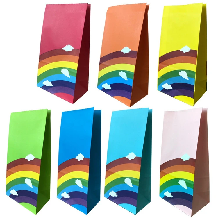 KRAFT PAPER GIFT BAG PRINT RAINBOW DESIGN