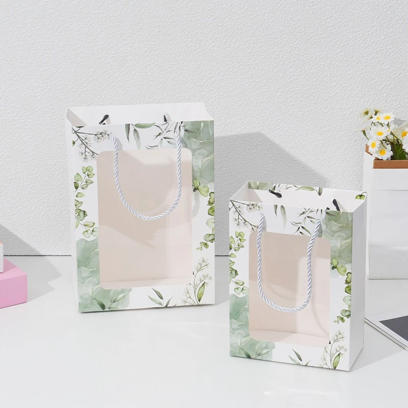 Flower Design Gift Paper Bag With Window suppliers