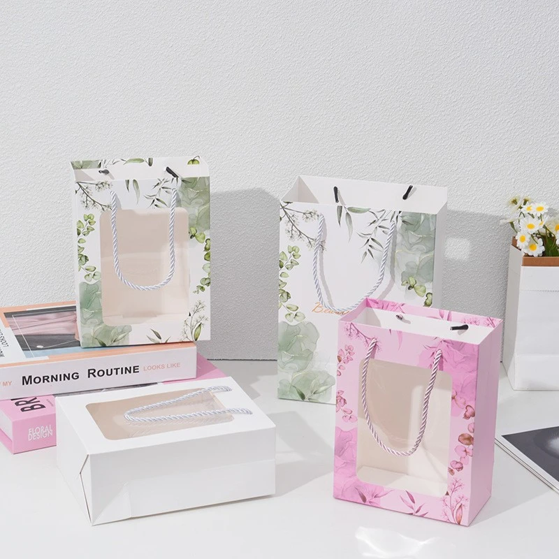 Flower Design Gift Paper Bag With Window price